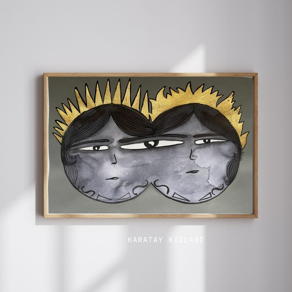 Karatay Kız Kardeşler – Tek Göz Sayılı Üretim Müze Kalitesi Sanat Baskısı (300 gr Özel Kağıt)