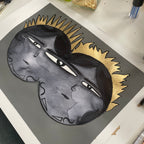 Karatay Kız Kardeşler – Tek Göz Orijinal Eser 35 x 50 cm (Altın yaprak varak uygulamalı)