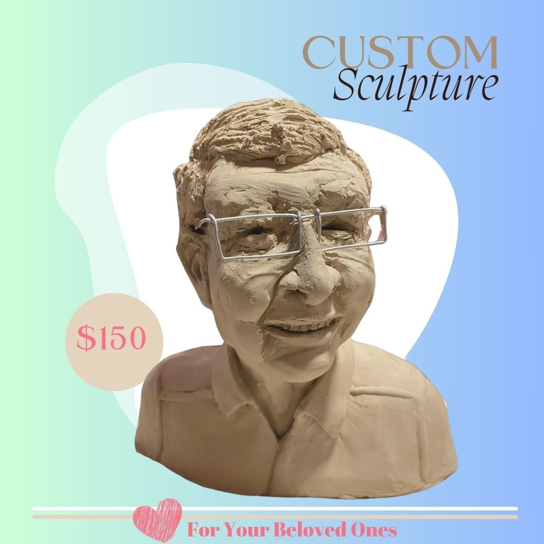 Custom Ceramic Sculpture from Your Photo - Unique Handmade Portrait Bust Gift