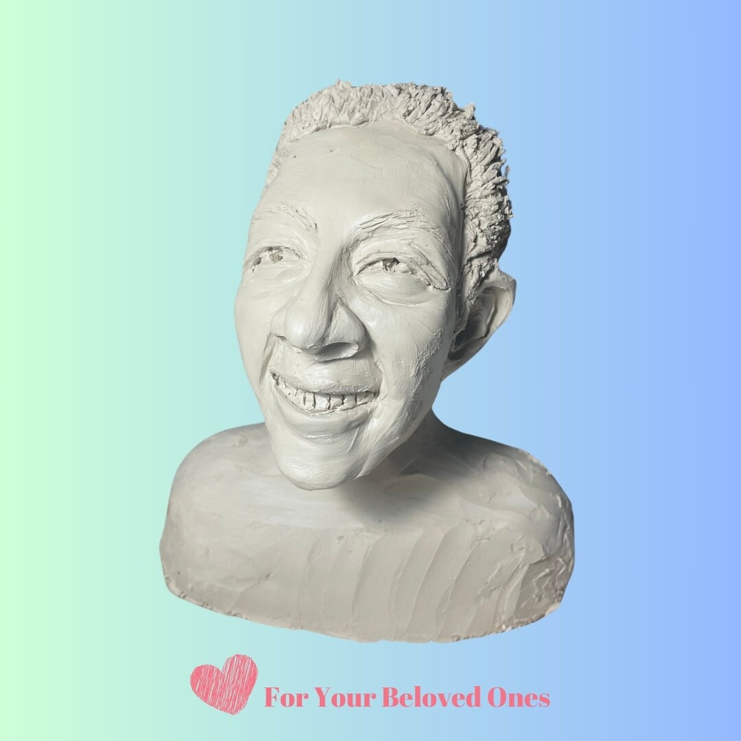 Custom Ceramic Sculpture from Your Photo - Unique Handmade Portrait Bust Gift
