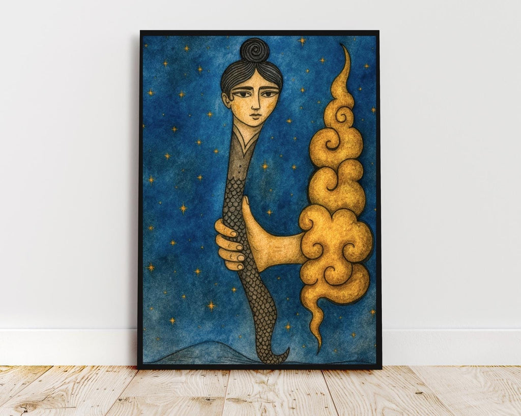 Ace of Wands Tarot Art: Shahmaran Serpent, Seljuk Ornament (Digital Download)