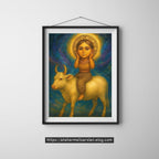 Cosmic Goddess Cow Art Print: Mystical Feminine Illustration (Digital Download)