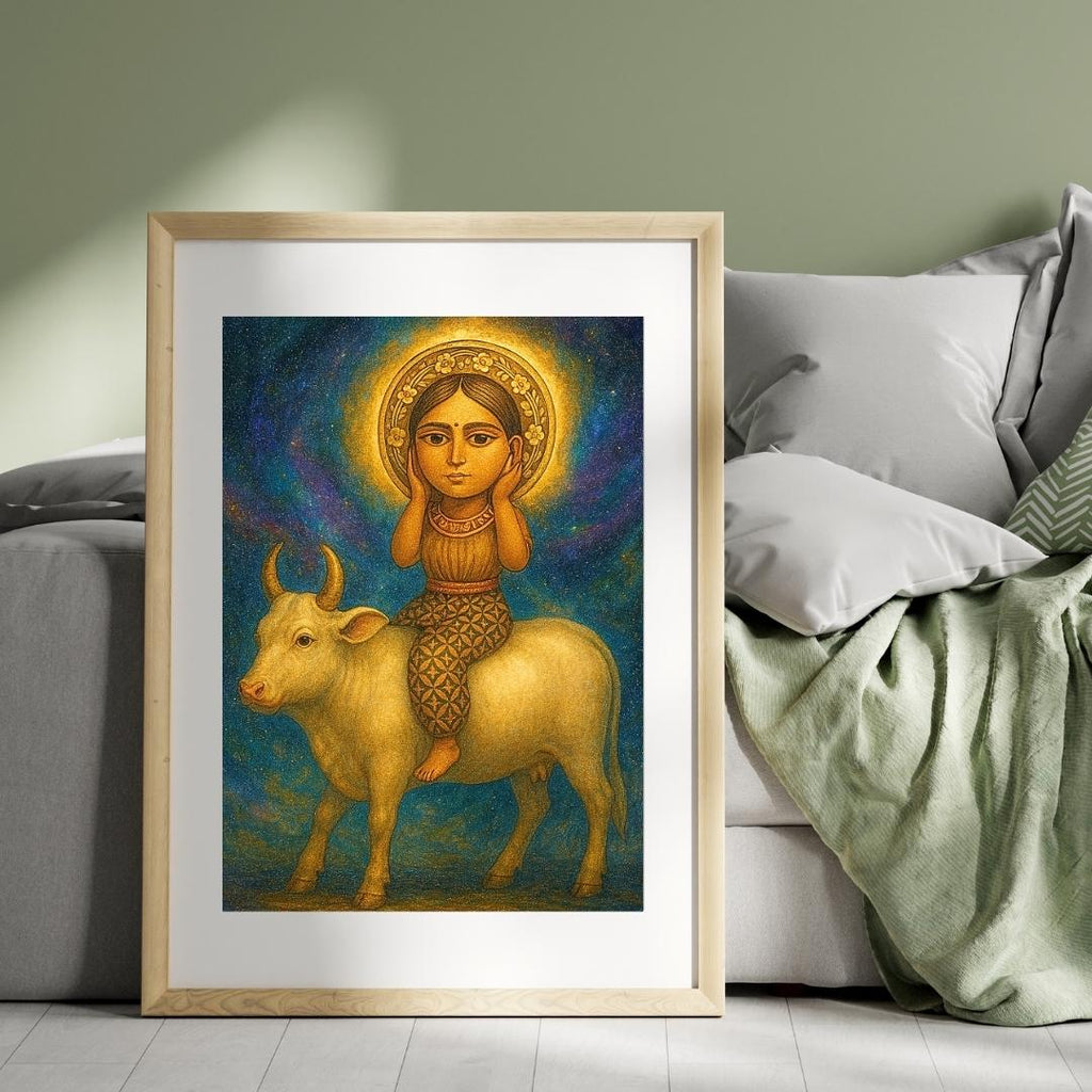 Cosmic Goddess Cow Art Print: Mystical Feminine Illustration (Digital Download)