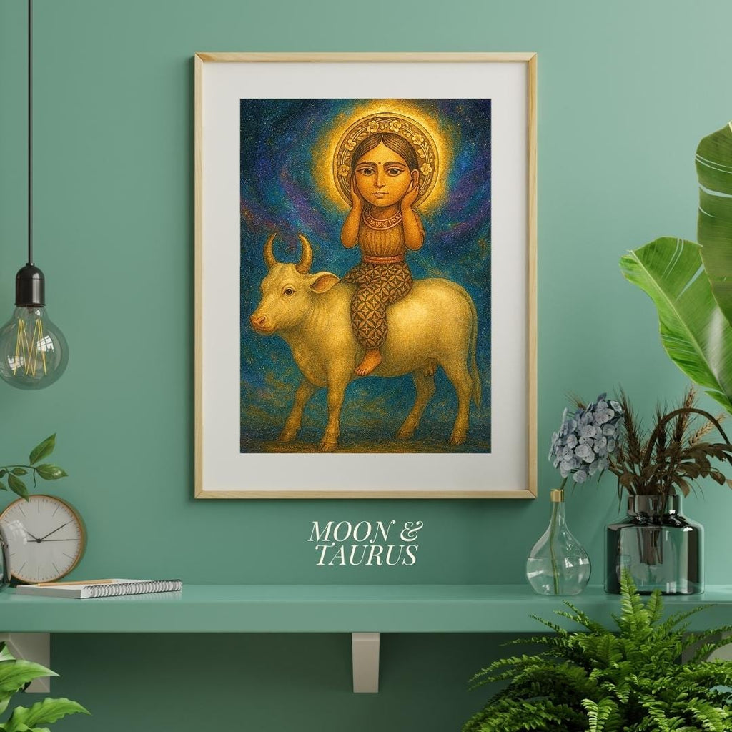 Cosmic Goddess Cow Art Print: Mystical Feminine Illustration (Digital Download)