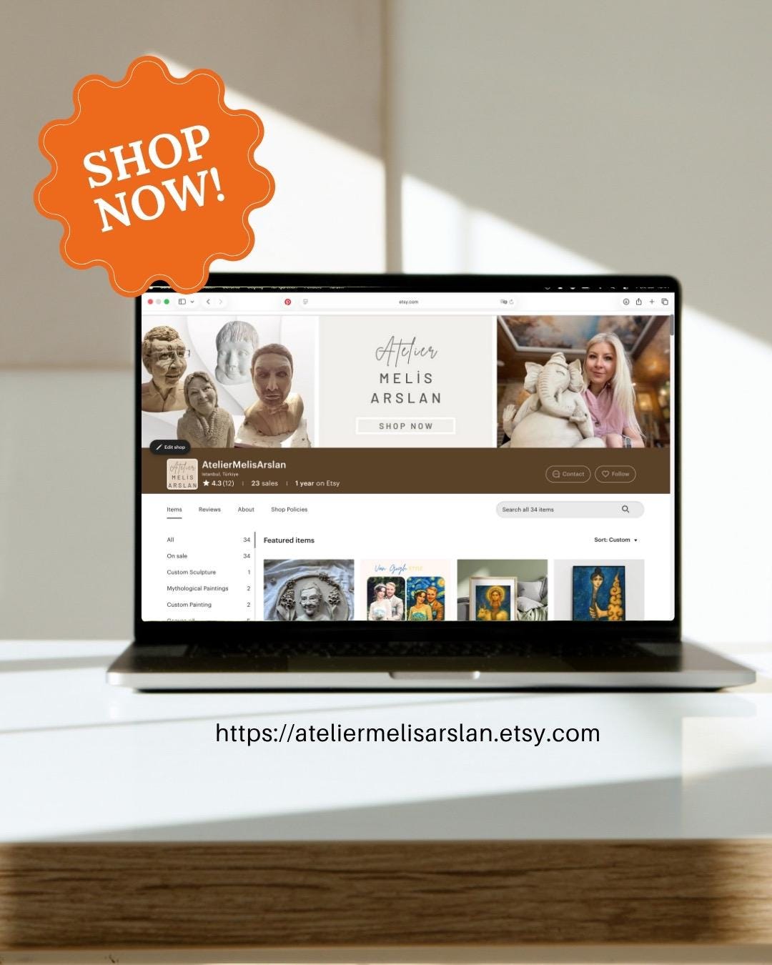 Digital art print of a whimsical double-faced couple illustrated within a Seljuk-style 8-point star pattern, decorated in blue and tan geometric tiles. Framed and displayed in a minimalist modern room.