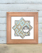 Seljuk Star Tile Art Print: Whimsical Face, Turkish Mosaic (Digital Download)