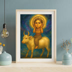 Cosmic Goddess Cow Art Print: Mystical Feminine Illustration (Digital Download)