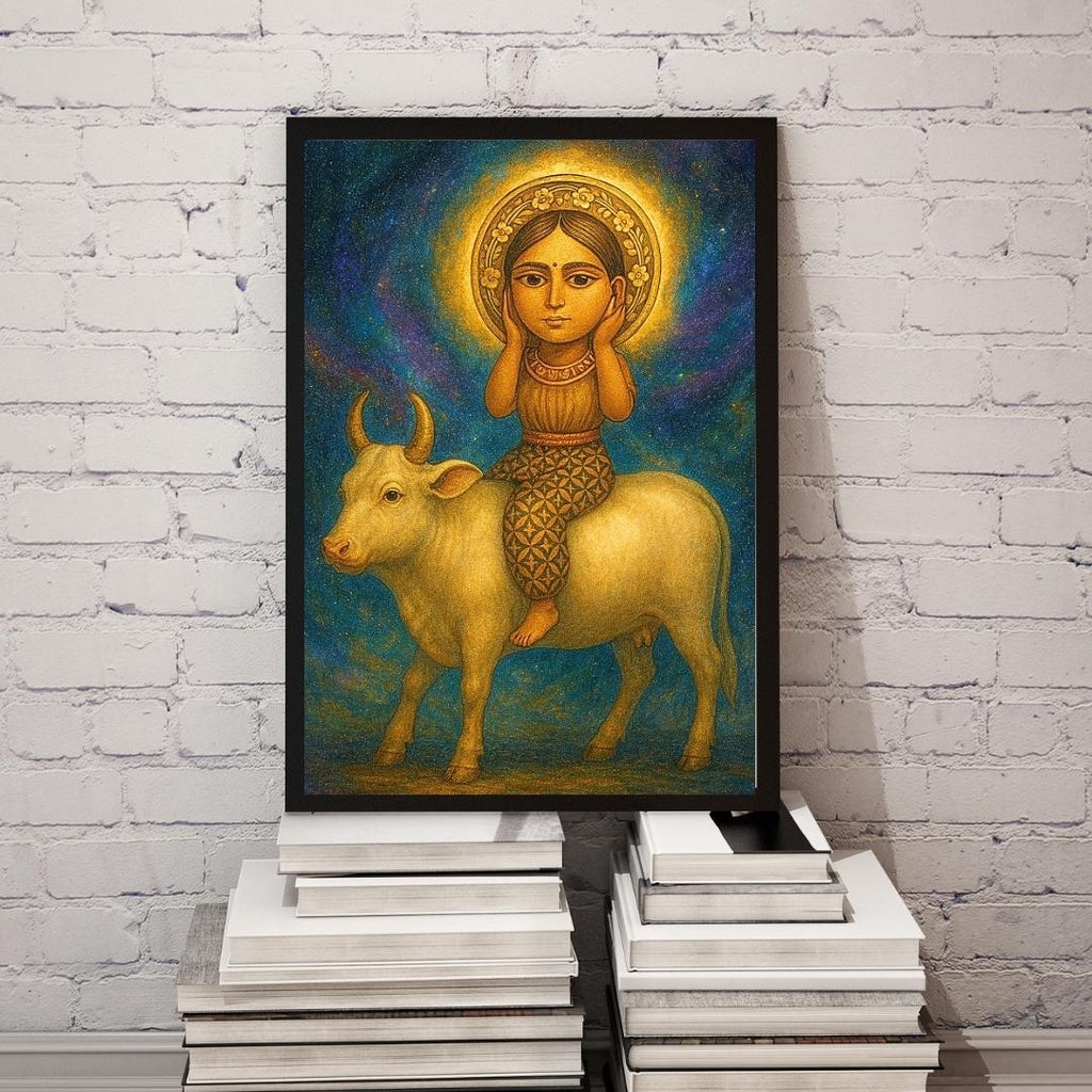 Cosmic Goddess Cow Art Print: Mystical Feminine Illustration (Digital Download)