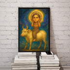 Cosmic Goddess Cow Art Print: Mystical Feminine Illustration (Digital Download)