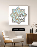 Seljuk Star Tile Art Print: Whimsical Face, Turkish Mosaic (Digital Download)